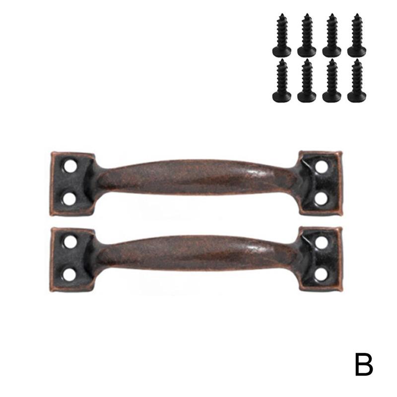 Hardware Iron Art Pull Garage Gate Door Handle Black Cast Iron Furniture Hardware Home Shed Garage For Sliding Barn Door Pu U9p5: B