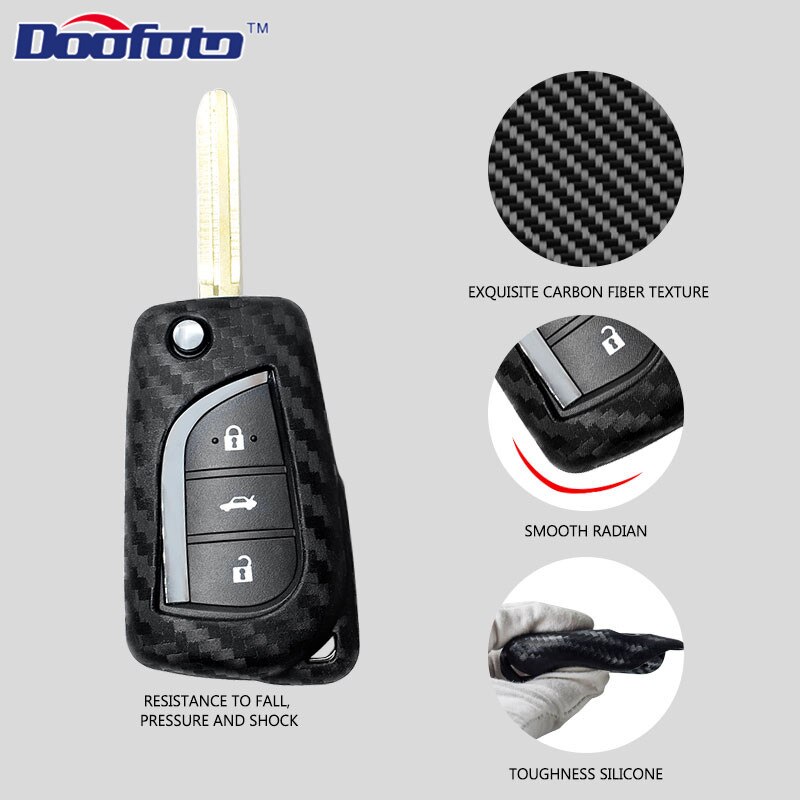 Doofoto tilbehør bil nøkkel skall dekorasjon nøkkel deksel tilfelle til toyota camry prado krone rav 4 bil styling 1 stykker auto klistremerke