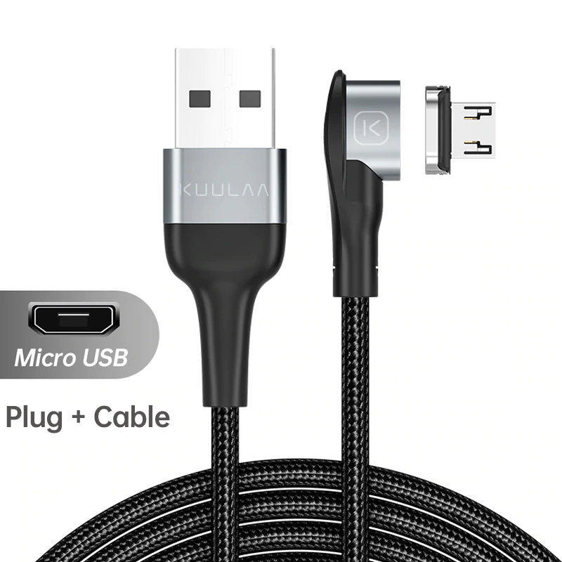 Kuulaa magnetische oplaadkabel usb type c micro-oplaadkabel voor iphone 12 11 samsung huawei xiaomi snellaadkabel usb-kabel: Zwart voor micro