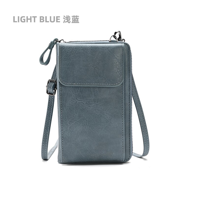 Damen Kleine Umhängetasche Bote Taschen Frauen Schulter Tasche Brieftasche Mini PU Leder Karte Halfter Weibliche Geldbörse: Blau