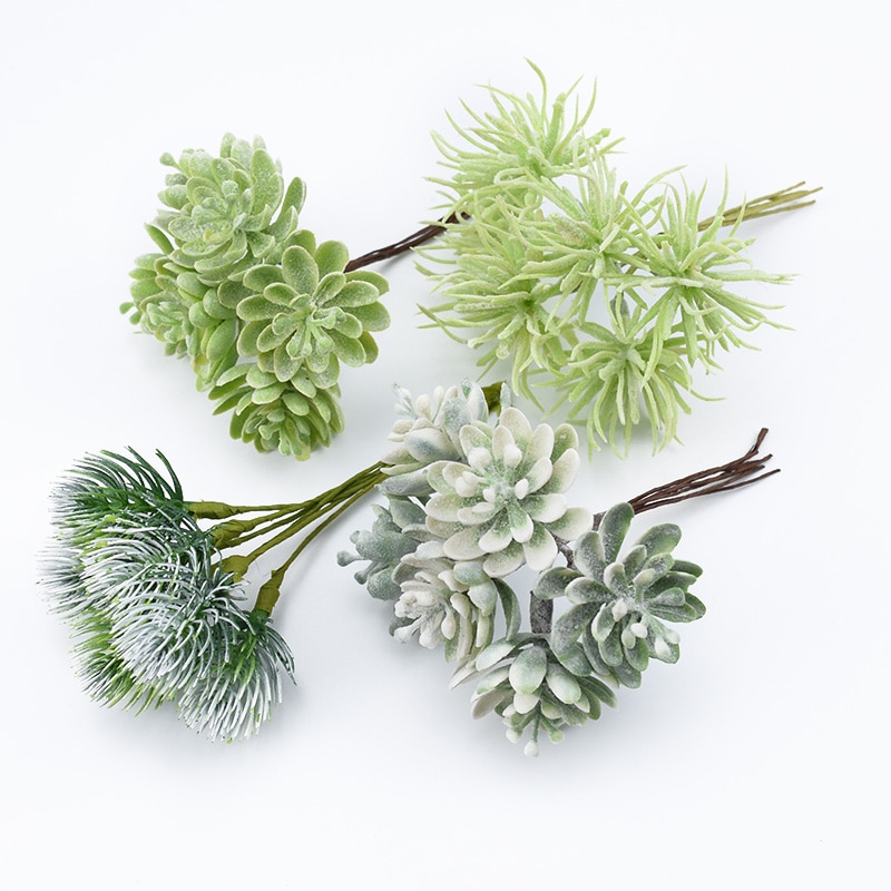 6 stk kunstige planter plastblomst til fest jul hjemmedekorasjon tilbehør scrapbooking gjør-det-selv-godteriboks