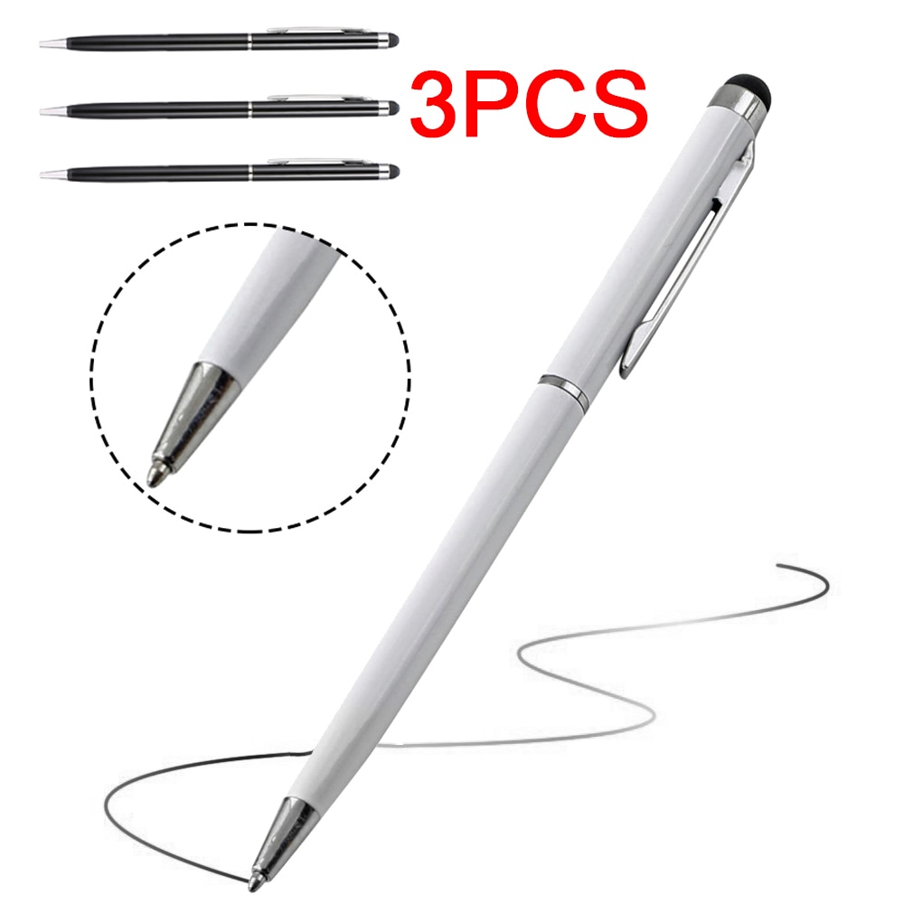 3pcs 2 in 1 Stainless Steel Capacitive Touch Screen Stylus Ball Point Pen for iphone Samsung Xiaomi Huawei Lenovo Tablet Phone