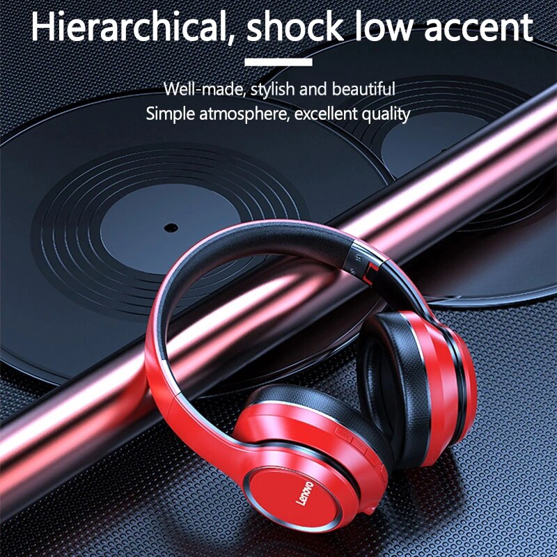 Lenovo HD200 Wireless BT Headset BT5.0 Over-ear Earphone Noise Cancellation HIFI Stereo Game Headset Mic Auriculares de música