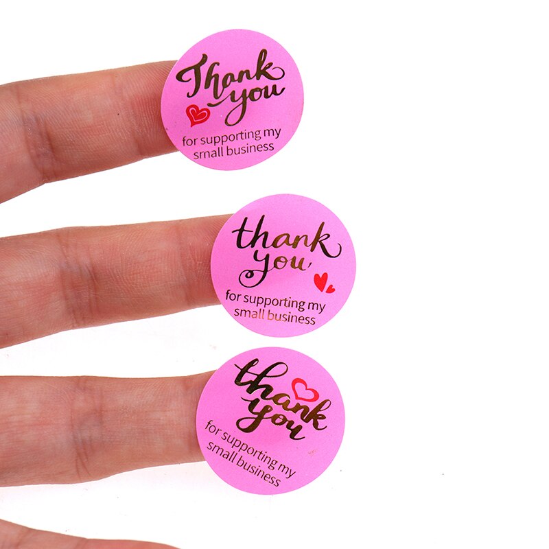 Pegatinas de agradecimiento para decoración de vacaciones, 500 Uds./rollo de pegatinas rosas para Navidad, de cumpleaños, favores, etiquetas, suministros de correo, Festival