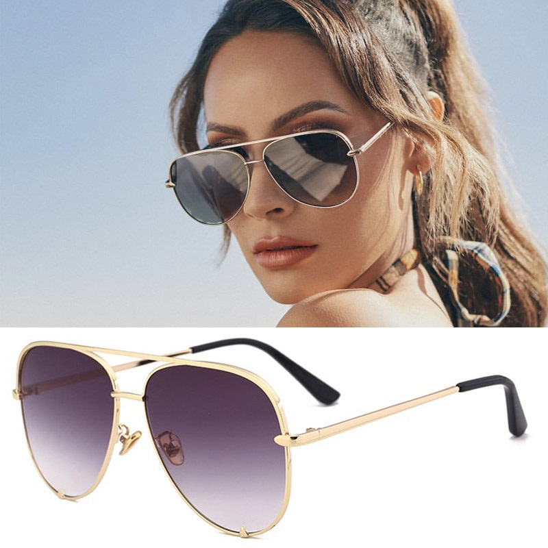 Pilot luftfart solbriller kvinder nuancer retro klassisk gradient solbriller kvindelige mandlige luksus mærke lunette: Gdoublgray