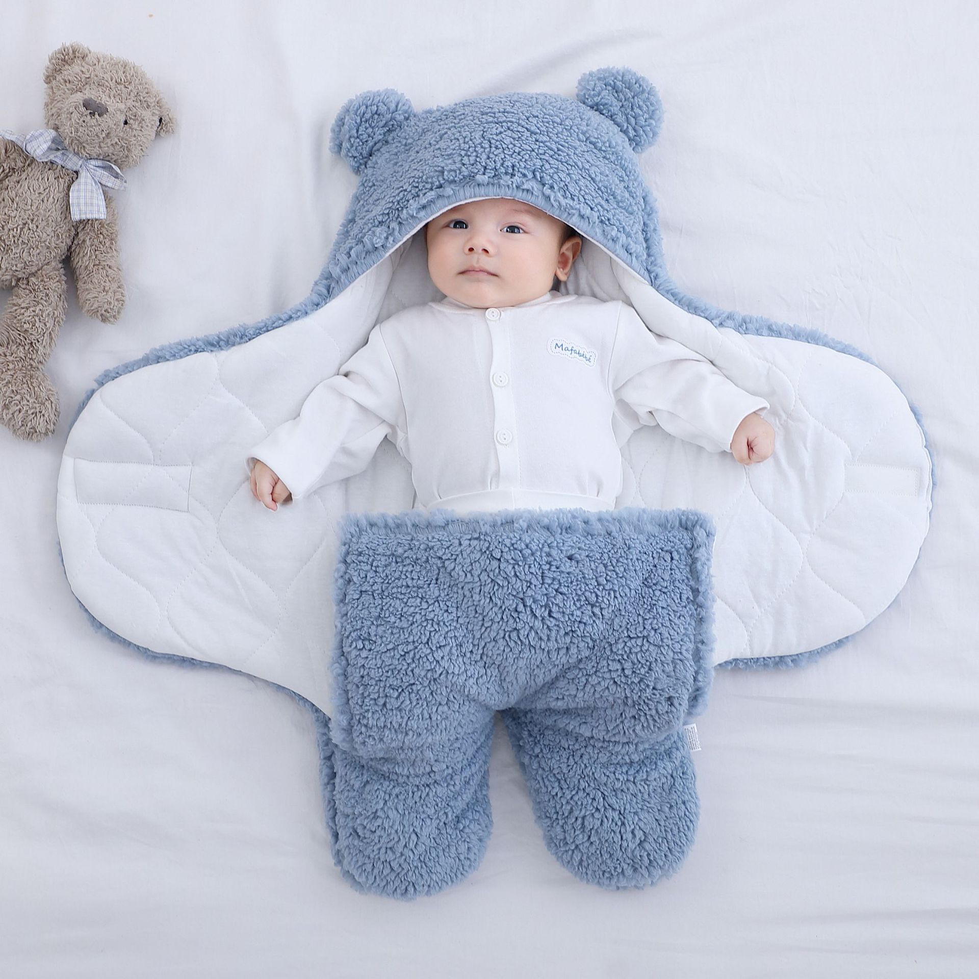 Super Zachte Baby Slaapzak Inbakeren Fleece Pasgeboren Ontvangen Deken Pluizige Warme Zuigelingsjongen Meisje Slapen Nursery Wrap Inbakeren