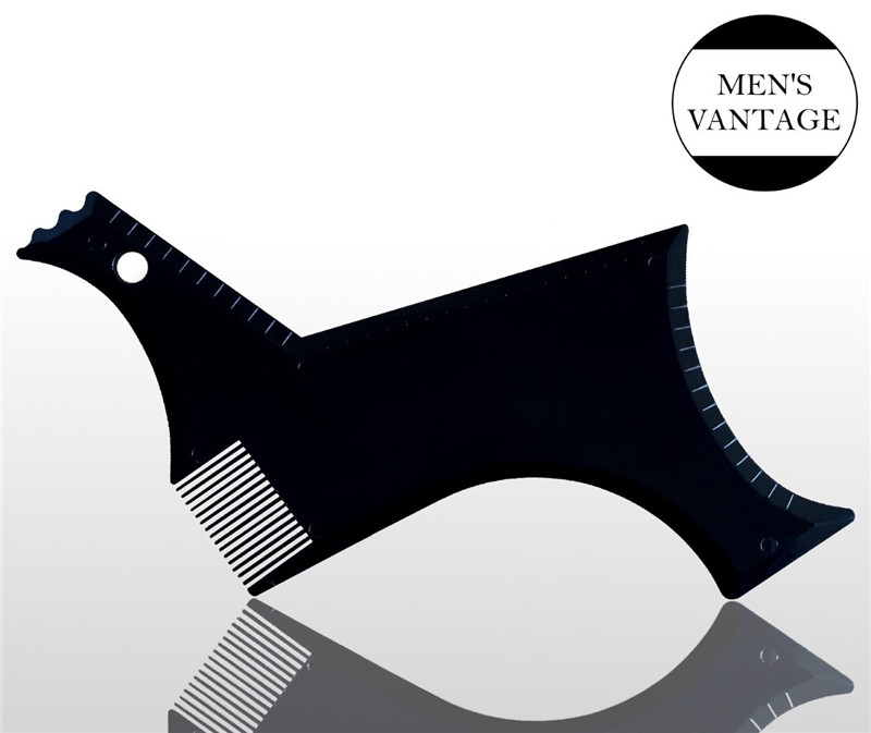 Peine de doble cara para hombres, plantilla para moldear la barba, peines para el bigote de apariencia para hombres, plantillas para moldear, herramienta de belleza para recortar la barba: Black