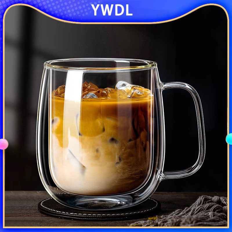 1/2/4pcs Double Wall High Borosilicate Glass Mug Heat Resistant Handle Coffee Milk Juice Water Cup 250/400ml