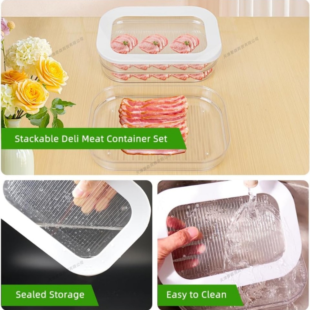 Stapelbarer Mittagessen-Fleischbehälter für Höhle Kühlschrank, Lebensmittel-Aufbewahrungsbox mit Deckel, Delikatessen-Fleisch-Aufbewahrungsbehälter für sterben Kühlschrank-Kälteaufbewahrung