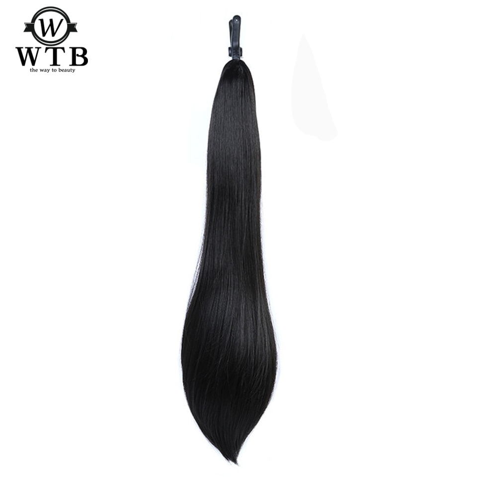 WTB Heat Resistant Straight Long Synthetic Ponytail Clip In Pony Tail Hair Extensions Wrap on Hairpieces Hairstyles