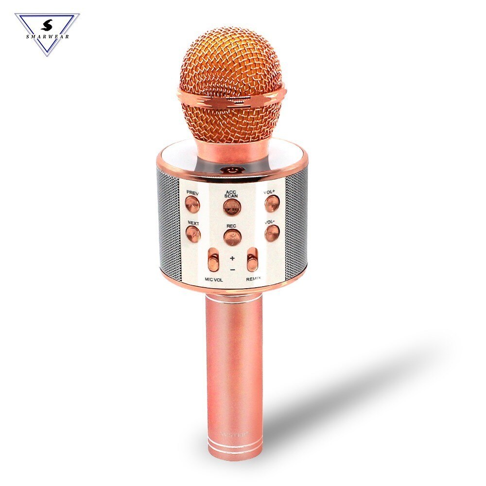 100% Originele Wster WS-858 Draadloze Karaoke Microfoon 5 Magic Stemmen Wisselaar Bluetooth Zingen Mic Speaker Voor Telefoon Computer: RoseGoldWSTER
