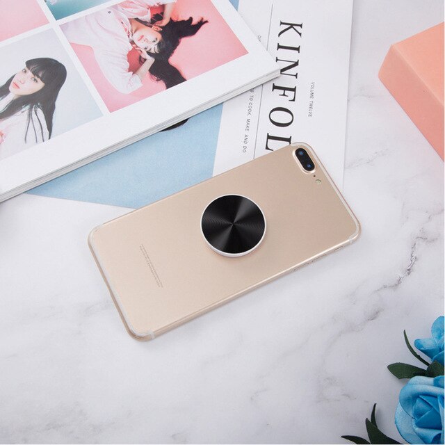 Pipsocket Metal попсокет Mobile Phone Holder Popping Bright Metallic Pocket Socket Lazy Finger Ring Expanding Stand Grip Pops: Black