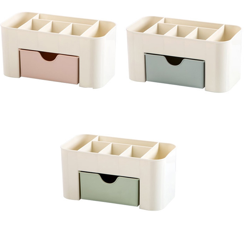 Vanity Drawer Beauty Organizer 6 Compartments with 1 Drawer Cosmetic Storage Box for Home Office Vanities Bathroom Counter-top