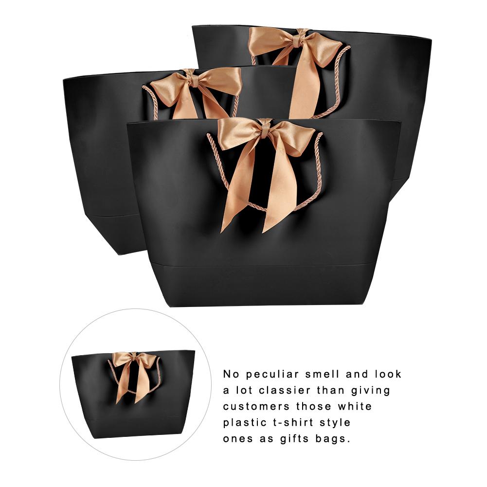 10 Stks/partij Bags Met Handvatten Multifunctionele High-End Black Paper Bags Recyclebaar Party Wedding Candy Cookies Bags