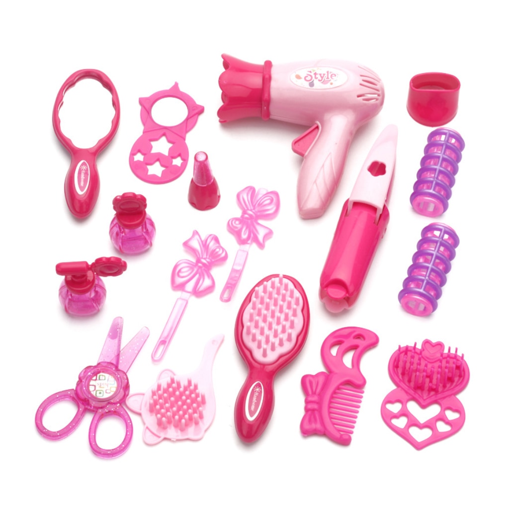 Children Pretend Play Kid Make Up Toys Set Hairdressing Simulation Cosmetic Girls Dressing Travel Kit