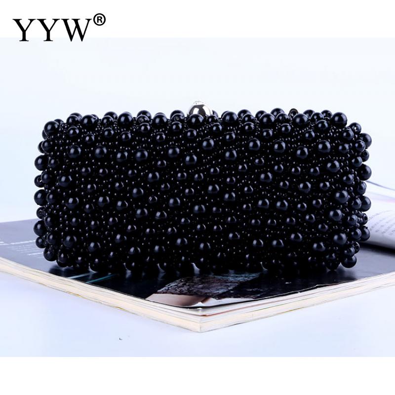 Sac à main en plastique blanc perle, Pochette de soirée Vintage pour femmes, sacs à chaîne avec Pochette à sangle suspendue: black