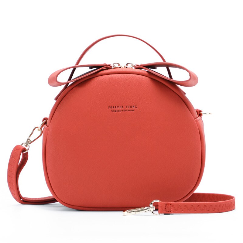 WEICHEN circulaire femmes sac à bandoulière en cuir bandoulière sacs de messager femme ronde Bolsa dames sac à main: S2 Red