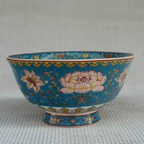 Chinese old porcelain Pastel glaze Peony Map Chinese food bowl