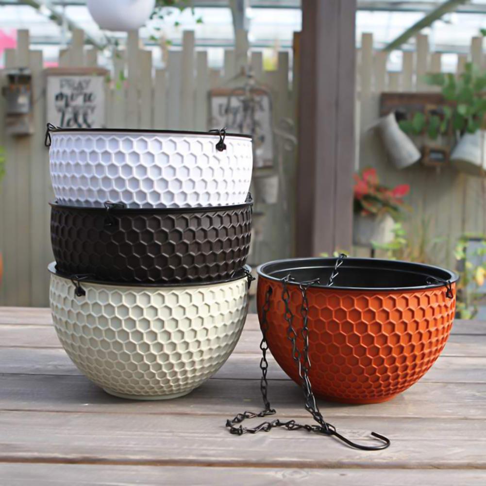 Flower Hanger Waterproof Outdoor Garden Hanging Plant Pot Imitation Honeycomb Portable Hanging Flower Basket for Park
