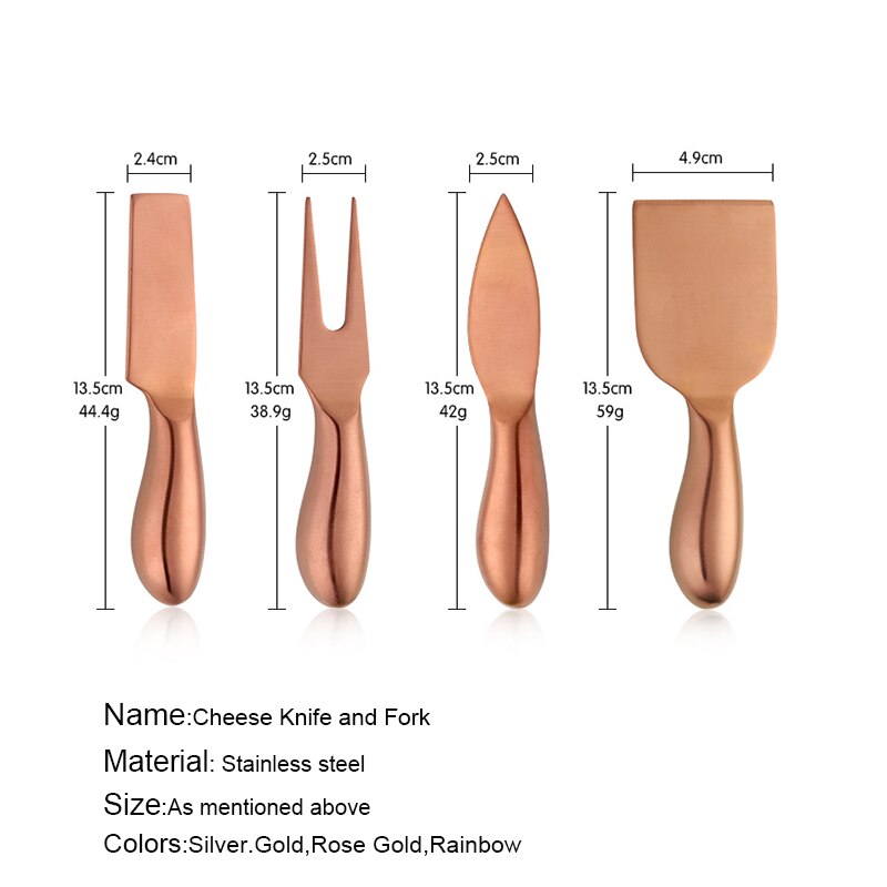 4Pcs Stainless Steel Cheese Knife Set Jam Butter Spread Cheese Slicer Cutter,Butter Knife,Spatula &amp; ForK Kitchen Tools