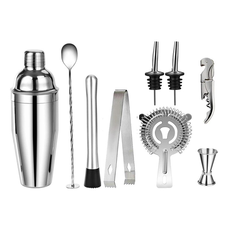 550ml Cocktail Shaker Bar Set con Accessori-Martini Kit con Misurazione Jigger, Cucchiaio di Miscelazione, muddler e Liquore Versatori: 9pcs