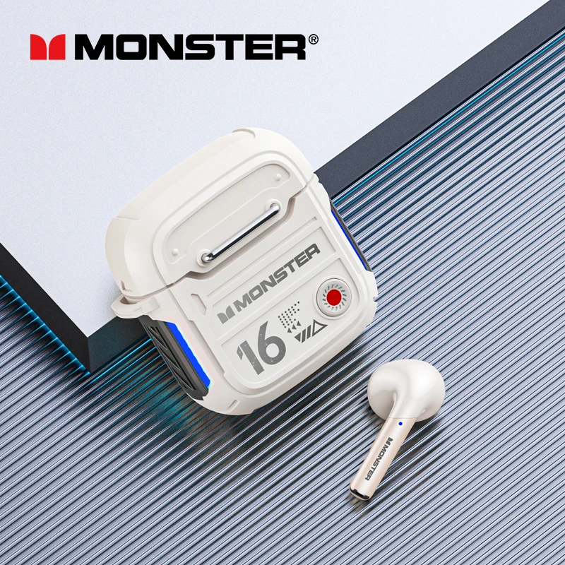 Originele Monster XKT16 TWS Draadloze Bluetooth V5.3 Hoofdtelefoon HD Oproep Koptelefoon Lage Latency Gaming Oordopjes Lange Standby Headset: YELLOW
