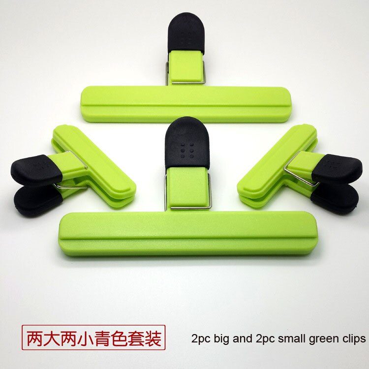 4 sztuk z tworzywa sztucznego klip robić żywności robić przechowywania świeżego szczelnie zamykana torebka klip, odporny na wilgoć, zamknięte klip plik wiążące klip narzędzia kuchenne uszczelnione klip: 4szt zielony