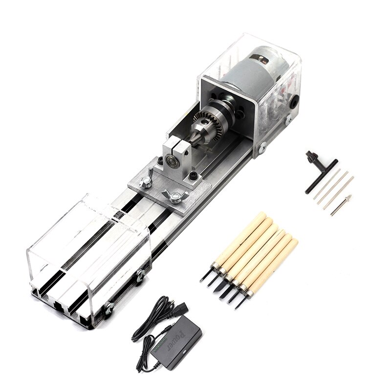 DC12-24V 96W mini tokarka koraliki maszyna stolarka DIY tokarka standardowy zestaw z mocą nóż robić rzeźbienia tokarka robić drewna: B