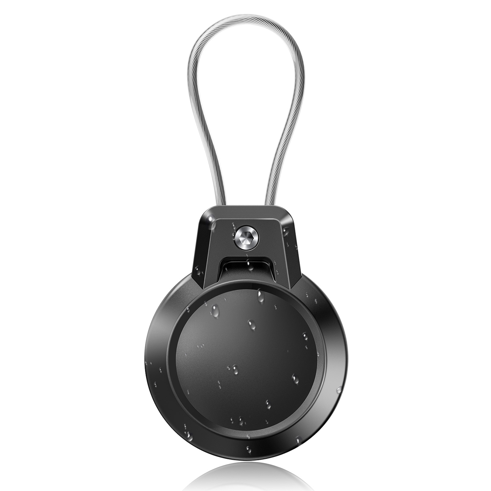 Gitfos vandtæt etui til apple airtag-holder 360 grader robust beskyttelsescover airtags nøgleringsholdere til bagage rygsæk: Sort