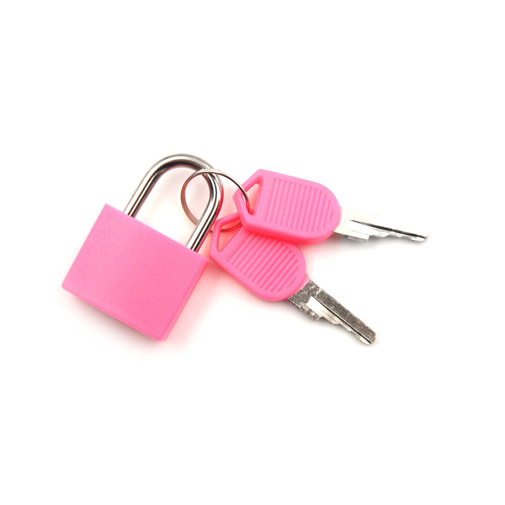 1 set litet ministarkt stålhänglås reseväska dagbokslås med 2 nycklar: Rosa