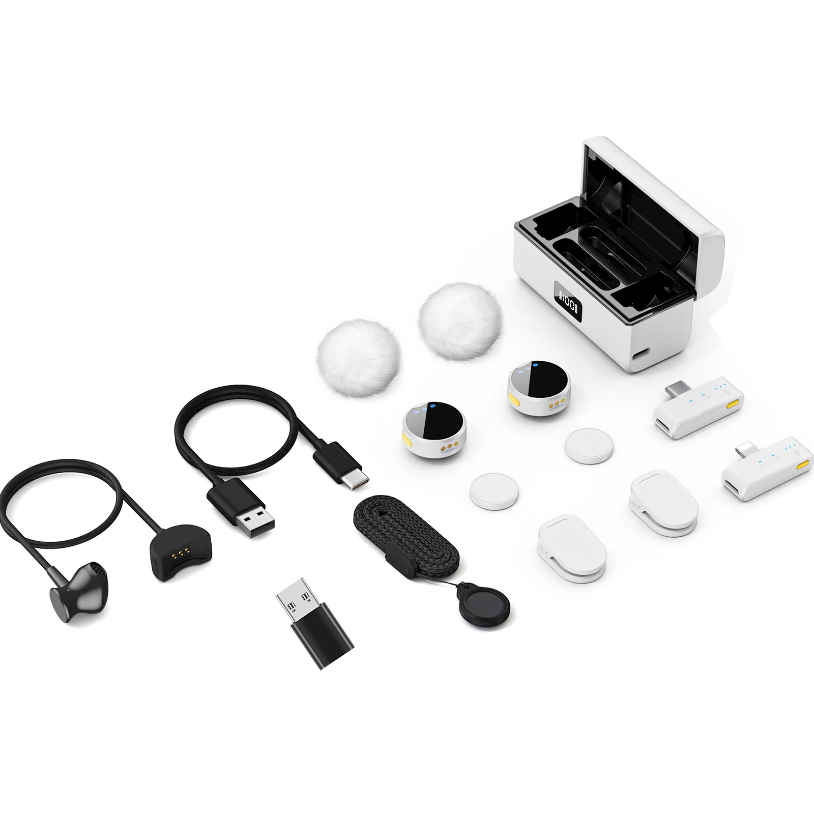 Microfono Lavalier Wireless con scatola di ricarica riduzione del rumore magnetico microfono professionale con risvolto per la registrazione in Studio dal vivo: Rosa