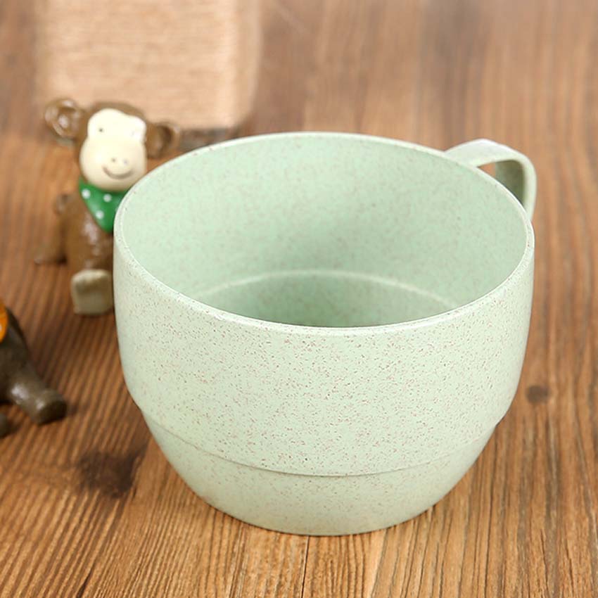 Tasse créative en paille de blé 250ml, 2 pièces, tasse à café, lait, petit déjeuner, joli, idée de pour les bébés et les enfants: 2Pcs Green