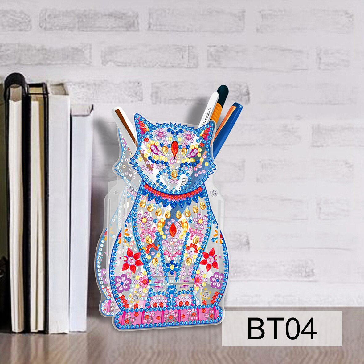 Portalápices con bordado de diamantes para manualidades, adornos de mosaico con forma especial de doble cara, pintura de diamantes, decoración de escritorio de oficina, artesanales: 04