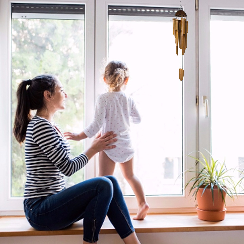 Bamboo Wind Chimes Big Bell Tube Coconut Wood Handmade Indoor and Outdoor Wall Hanging Wind Chime Decorations