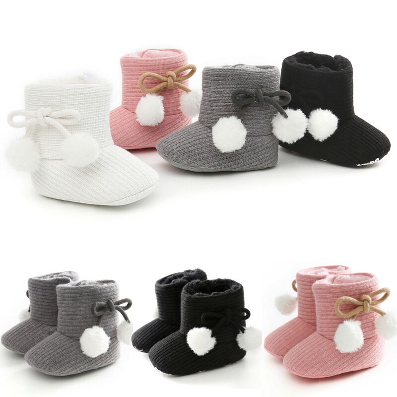 Winter Jongen Meisjes Baby Zachte Zool Snowboots Warme Katoenen Schoenen Peuter Laarzen Lopen UK