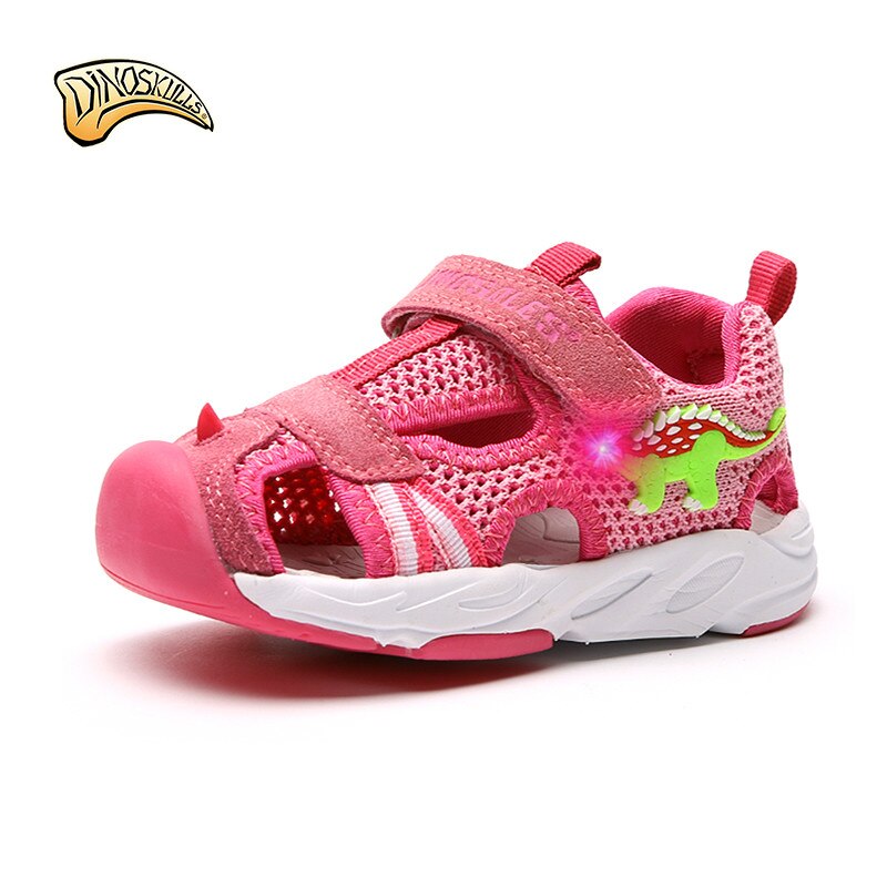 Dinoskulls baby sandalen peuter zachte sandalen babymeisje zomerschoenen babyjongens schoenen voor 1 jaar babyschoenen zomer 22-26: Roze / 23