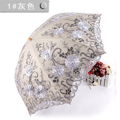 Princess Umbrella Sunshade Bumbershoot Lace Anti-sunshine Ombrelle Anti-ultraviolet Rubber Sunumbrella Sunshine and Rain: Pink