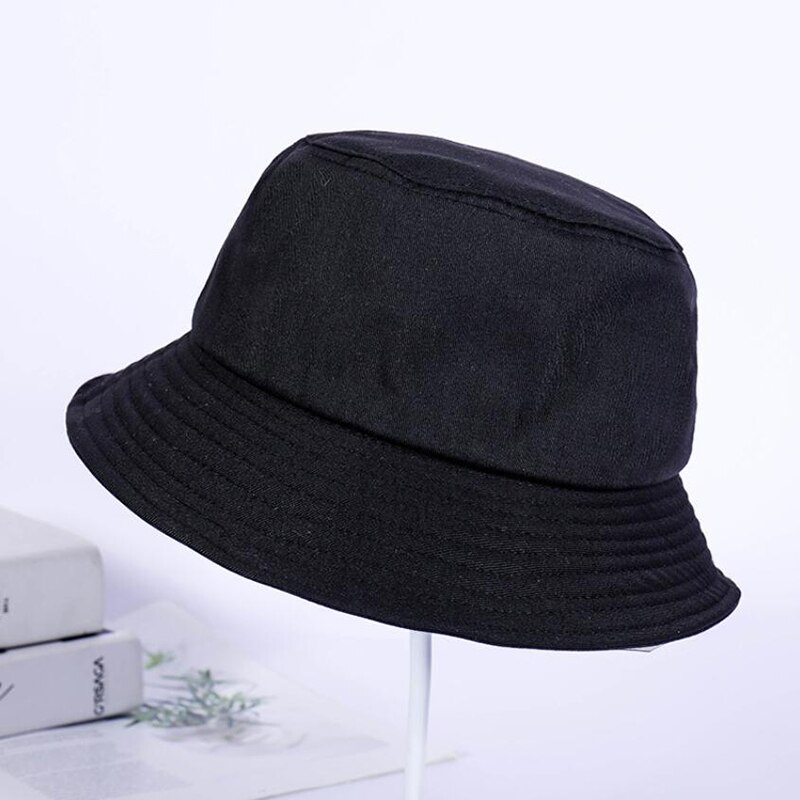 Bucket Hat für Damen & Herren - Baumwoll-Sonnenhut Unifarben - Outdoor Fischer Panama Hut: Schwarz