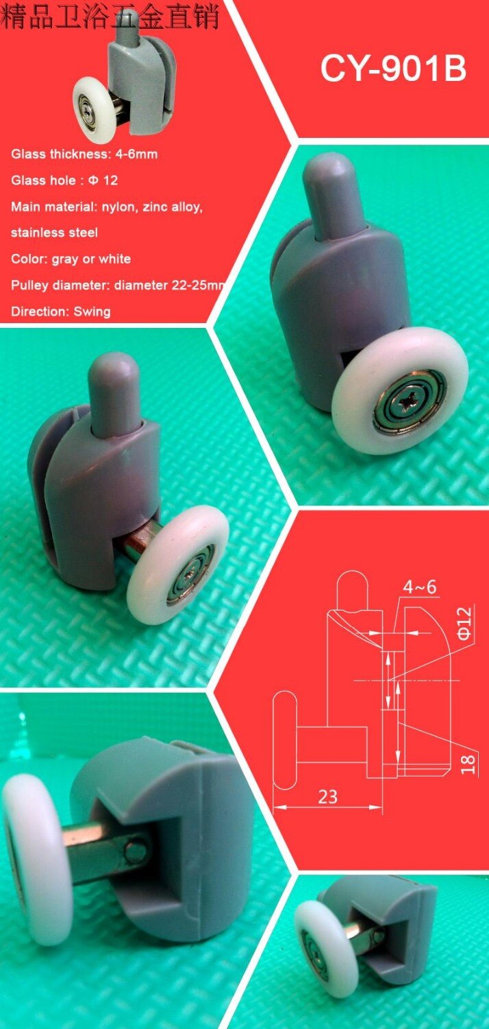 8 Shower door rollers runners wheels pulleys pulleys "Rolli"