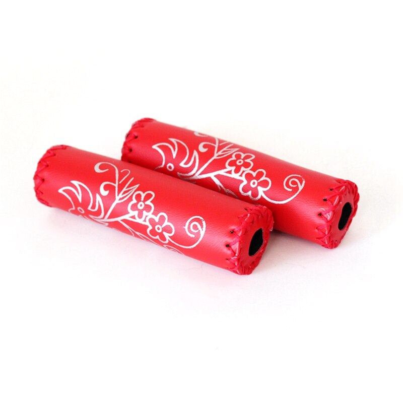 1 Paar Fiets Handvatten Gestikt Leer Mtb Bmx Road Mountain Fietsen Fiets Stuur End Grips