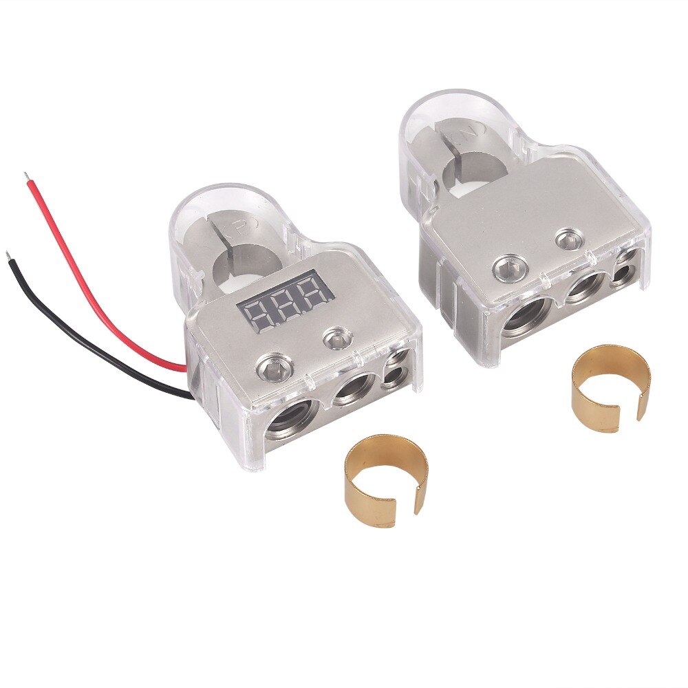 Car Battery Terminal Connectors Strong Versatility DC12V-24V Voltmeter 0 4 8 Gauge AWG Positive Negative Battery Clamp W/ Shims: Positive Negative