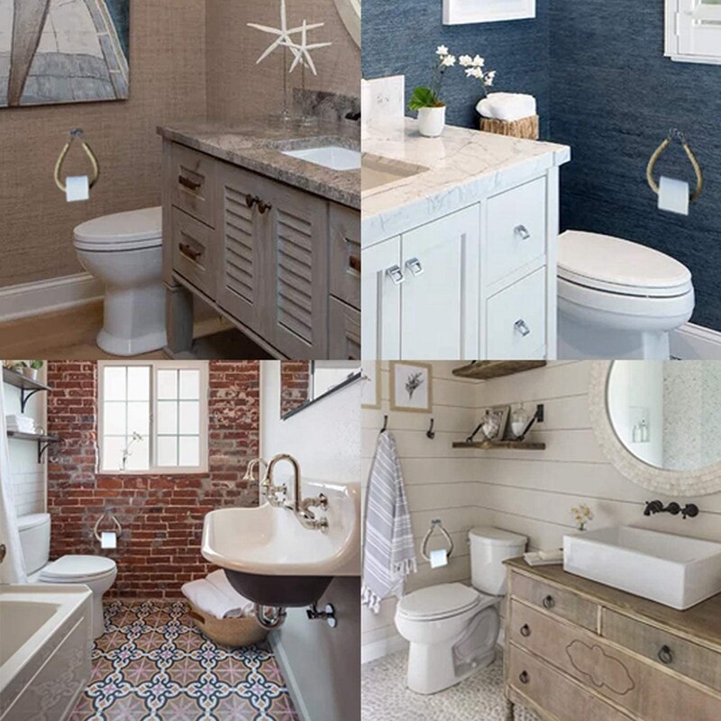 Soporte de papel higiénico para Portarrollos de papel, cuerda de cáñamo con gancho para papel higiénico