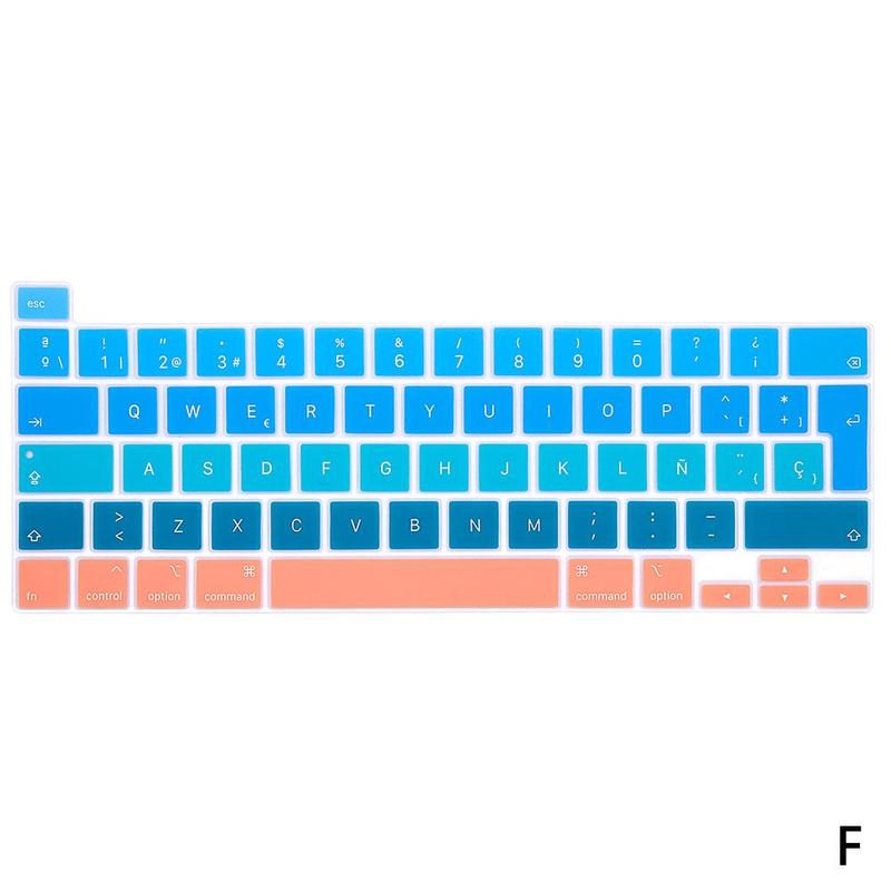 Rainbow Color Silicone Spanish Keyboard Skin Cover For MacBook Pro 16 A2141 M1 Chip A2338/A2251/A2289 +: F