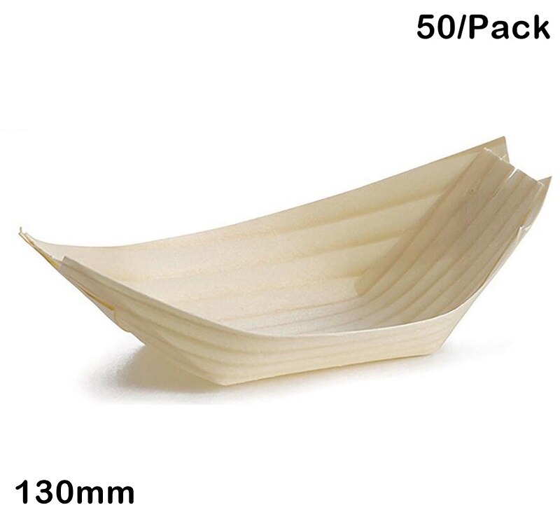 - fest bröllop leveranser , 80mm engångs mini sushi / sallad / dessert skål tall trä båt , 50/ pack: 130mm