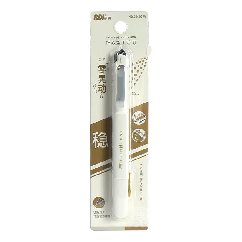 Nóż robić cięcia winylu Nóż uniwersalny bez drgania Naklejki samochodowe Naklejki 9mm 30 ° Kieszonkowy nóż rzemieślniczy Widnow Narzędzie robić cięcia folii zaciemniającej: biały