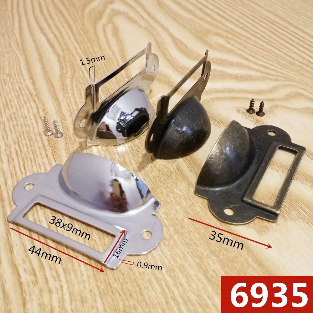 10 pcs Wonzeal Antiek Messing/Zilver Metalen Label Pull Frame Handvat Bestand Naam Kaarthouder Voor Meubels Kast Lade box Case Bin