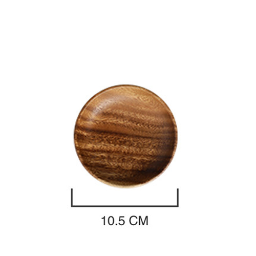 Plato redondo de madera de Acacia hecho a mano, plato de Sushi, postre, fruta, pan, sopa, juego de vajilla: A 10.5x2cm