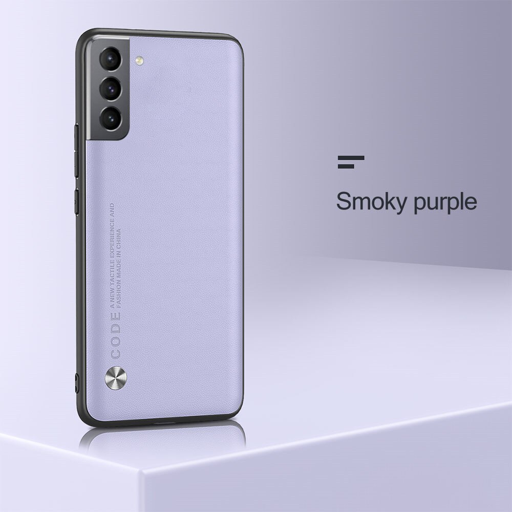 Samsun S21 Fe Case Plain Skin Lederen Telefoon Cover Voor Samsung Galaxy S21 Fe 5G S 21 21FE S21FE siliconen Shockproof Bumper Fundas: Smoky purple 1