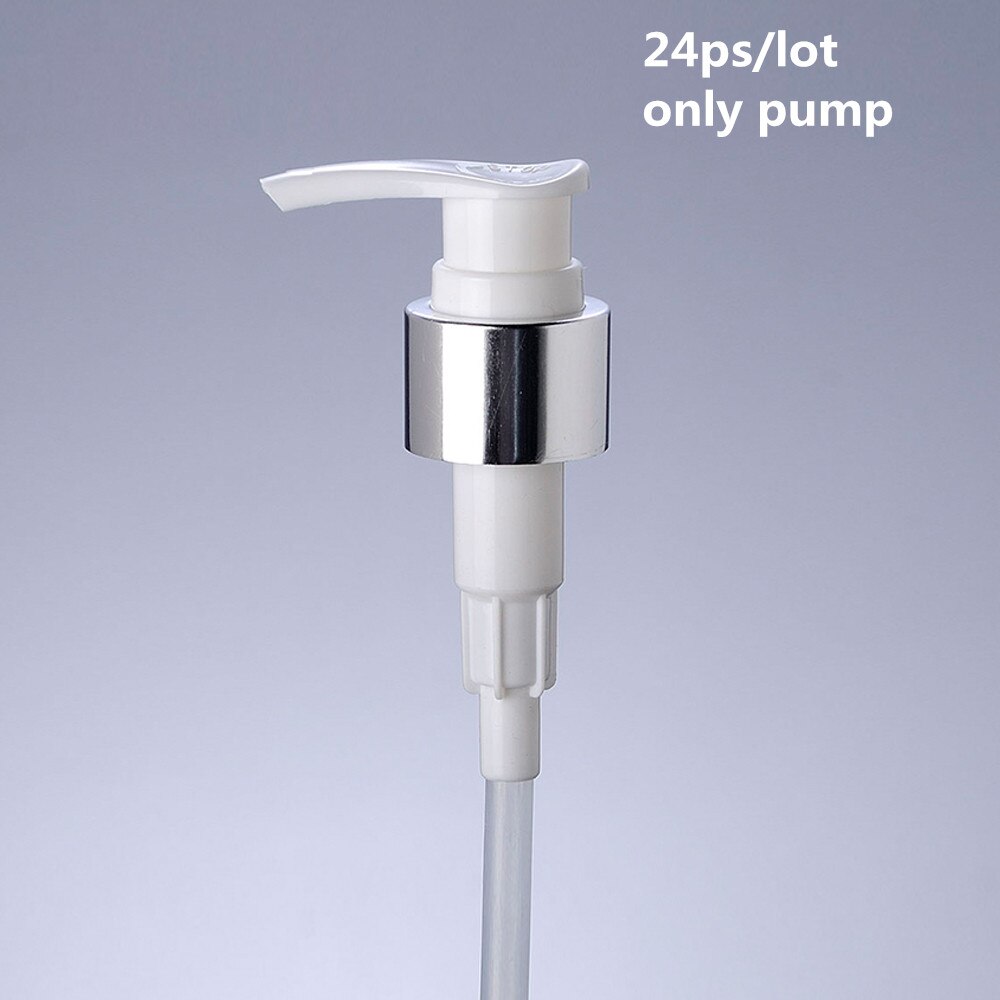 24 stk/partij Cosmetische Verpakkingen 100ml 150ml 200ml Witte Plastic Zilver Lotion Pomp Fles, pet-fles voor Shampoo met Dispenser: 150ml / 24ps pumps