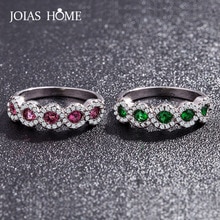 JoiasHome Zilver 925 Ruby Ring Voor Vrouwen Met Roud Emerald Ruby Edelsteen Vrouwelijke Anniversary Size 5-11